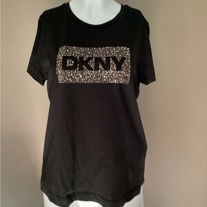 DKNY Black Tee with Sparkling Embellishments